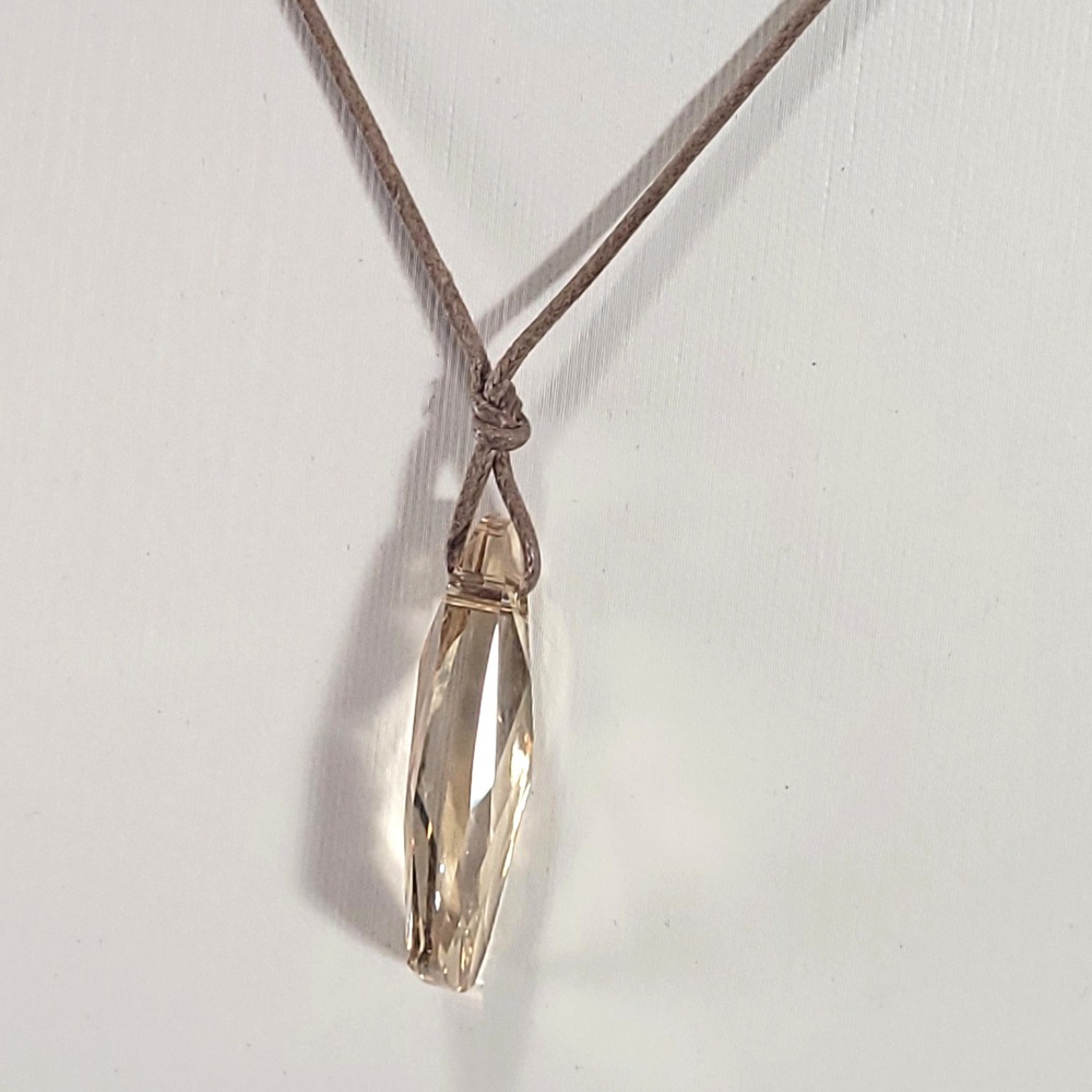 Swarovski Crystal Necklace Women Champagne Gold Faceted Drop Cord Pendant